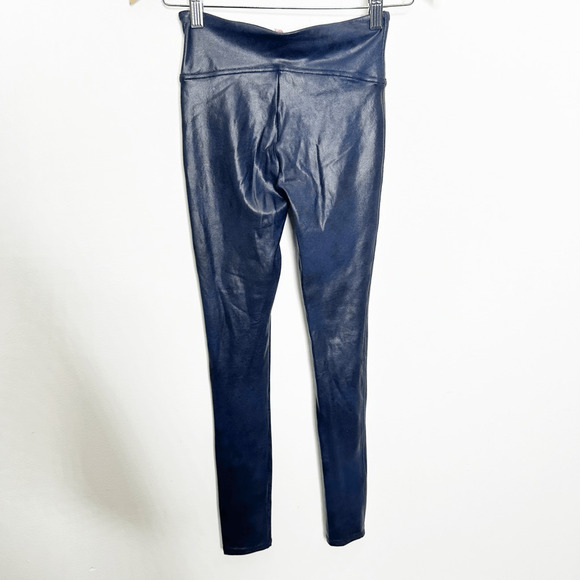 SPANX Faux Leather Leggings Navy Blue compression tummy control womens XS - Picture 4 of 4